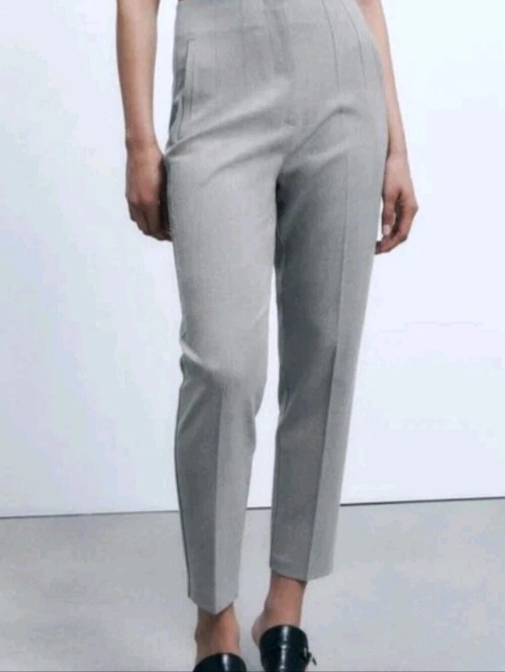 Zara Women’s HIGH-WAIST TROUSERS  Grey Pearl Size XL 1478/532